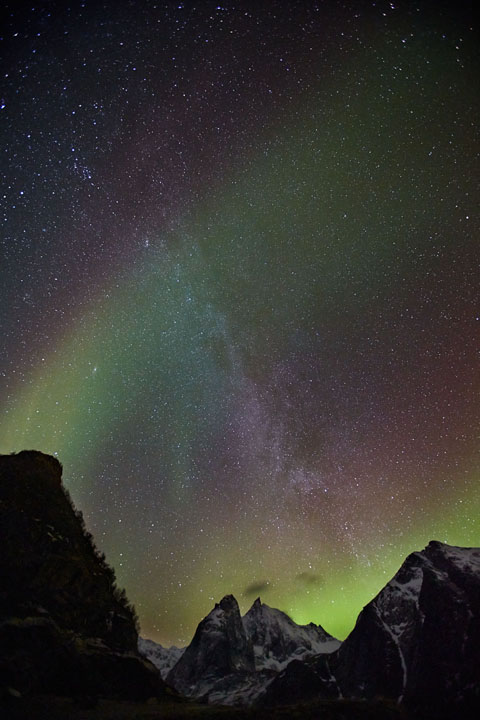 Aurora meets the Milky Way