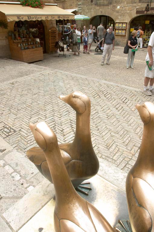 Geese sculpture in Sarlat, the region is famous for its foie gras
