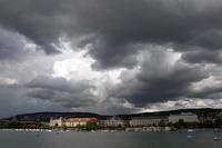 the threatening sky of Zurich, as we were going for a trip on the lake