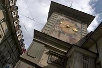 the clock tower in the old town of Bern